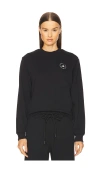 Adidas By Stella Mccartney Logo-print Organic-cotton Sweatshirt In 黑色