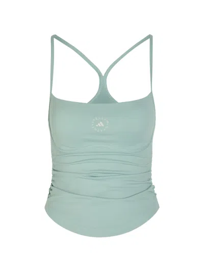 Adidas By Stella Mccartney Ruched Racerback Tank Top In Blue