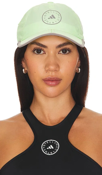 Adidas By Stella Mccartney Run Cap In Green Spark & Dove Grey