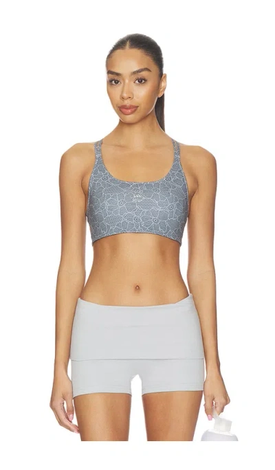 Adidas By Stella Mccartney Running Printed Mini Crop Sports Bra In Blue