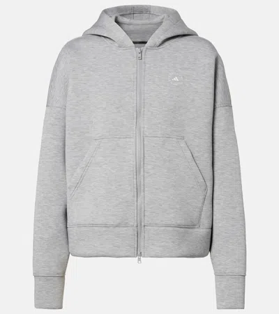 Adidas By Stella Mccartney Scuba Jersey Zip-up Hoodie In Gray
