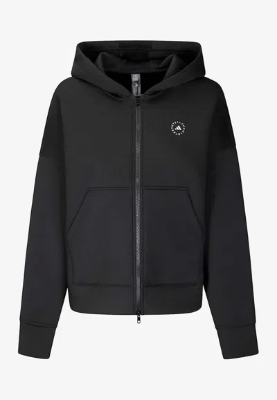 Adidas By Stella Mccartney Scuba Zip-up Hooded Sweatshirt In Black