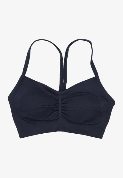 Adidas By Stella Mccartney Seamless Halterneck Yoga Bra In Blue