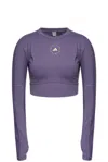 Adidas By Stella Mccartney Truestrength Cutout Cropped Printed Top In Purple