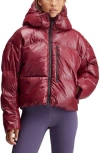 Adidas By Stella Mccartney Short Hooded Wind.rdy Puffer Jacket In Red