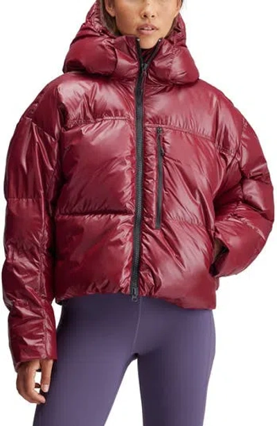 Adidas By Stella Mccartney Short Hooded Wind.rdy Puffer Jacket In Red