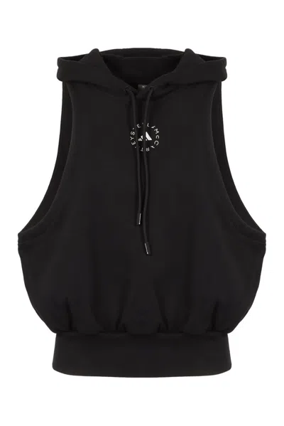 Adidas By Stella Mccartney Sleeveless Hoodie In Black