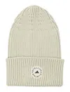 Adidas By Stella Mccartney Logo-patch Ribbed Beanie In Neutral