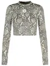 Adidas By Stella Mccartney Cropped Snake-print Stretch Recycled Top In Animal Print