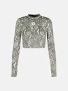 Adidas By Stella Mccartney Snake Print 'crop' Polyester Blend Sweater In Multi