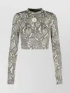 Adidas By Stella Mccartney Cropped Snake-print Stretch Recycled Top In Gray
