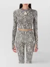 Adidas By Stella Mccartney Cropped Snake-print Stretch Recycled Top In Animal Print