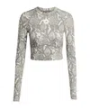 Adidas By Stella Mccartney Cropped Snake-print Stretch Recycled Top In Gray
