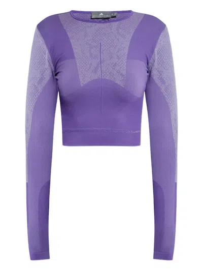 Adidas By Stella Mccartney Snakeskin-pattern Long-sleeve Top In Purple