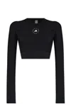 Adidas By Stella Mccartney Truestrength Cutout Cropped Printed Top In Black