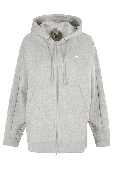 Adidas By Stella Mccartney Asmc Oversize Full Zip Hoodie In Grey