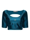 Adidas By Stella Mccartney Asmc Crop Top Woman Top Deep Teal Size S Recycled Polyamide, Elastane In Blue