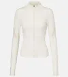 Adidas By Stella Mccartney High-collar Activewear Top With Thumb Cutouts In White