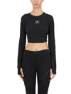 Adidas By Stella Mccartney Truestrength Cutout Cropped Printed Top