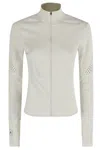 Adidas By Stella Mccartney High-collar Activewear Top With Thumb Cutouts In White