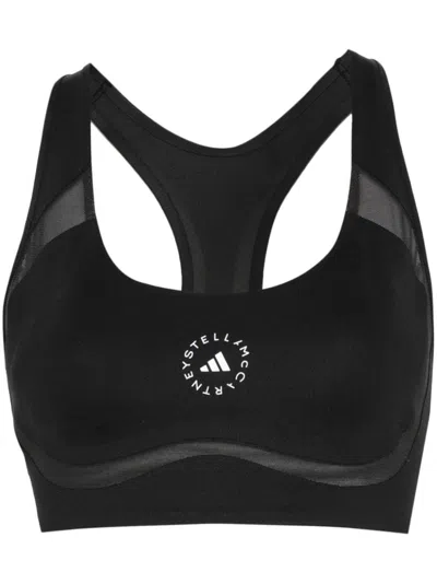 Adidas By Stella Mccartney Stella Mccartney Logo-print Sports Bra In Black