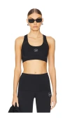 Adidas By Stella Mccartney Racerback Logo Sports Bra In Black