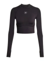 Adidas By Stella Mccartney Logo-detail Long-sleeve Top In Black