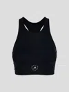 Adidas By Stella Mccartney Racerback Logo Sports Bra In Black