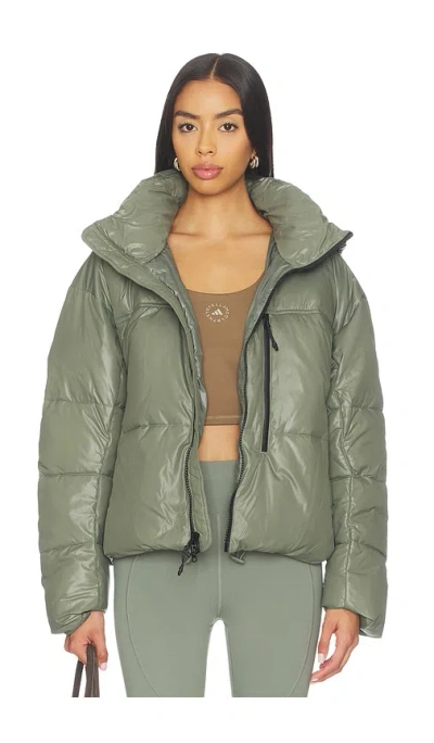Adidas By Stella Mccartney True Nature Short Padded Jacket In Green