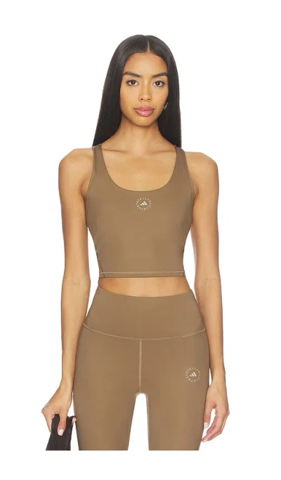 Adidas By Stella Mccartney True Strength Yoga Crop Top In Brown