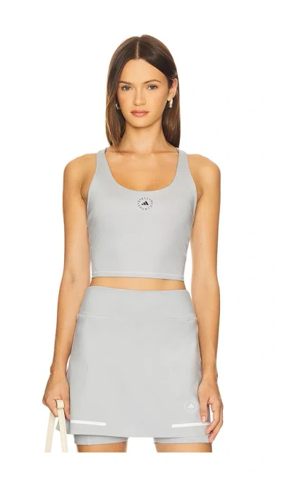 Adidas By Stella Mccartney True Strength Yoga Crop Top In Gray