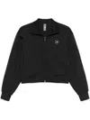 Adidas By Stella Mccartney Truecasuals Cropped Printed Recycled Tech-jersey Track Jacket In Schwarz