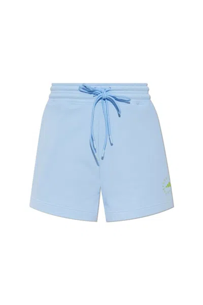 Adidas By Stella Mccartney Logo-appliqué Organic Cotton Shorts In Blue