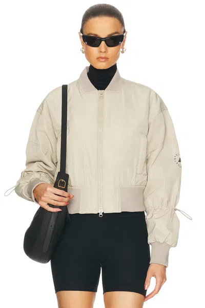 Adidas By Stella Mccartney Truenature Cropped Bomber Jacket In Desert Sand