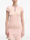 Adidas By Stella Mccartney Truenature Golf Leopard-print Zip-neck Top In Pink