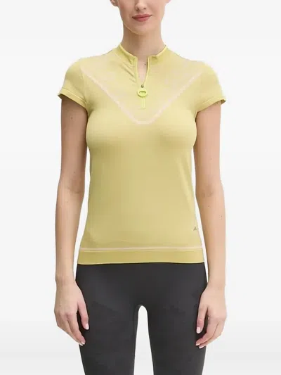 Adidas By Stella Mccartney Truenature Golf Short-sleeve Zip-neck Top In Green