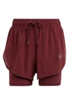 Adidas By Stella Mccartney Truepace 2-in-1 Running Shorts In Burgundy
