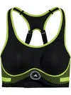 Adidas By Stella Mccartney Truepace Logo-print Recycled Stretch-jersey Sports Bra In Black