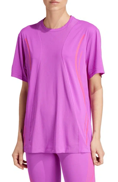 Adidas By Stella Mccartney Asmc Stripe-detail T-shirt In Pink