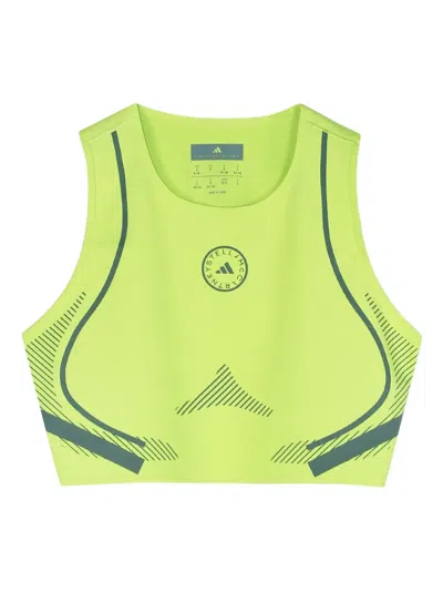 Adidas By Stella Mccartney Truepace Running Crop Top In Green