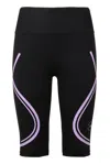 Adidas By Stella Mccartney Logo Print Knee Length Shorts In Black/purple