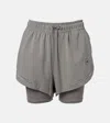 Adidas By Stella Mccartney True Pace 2-in-1 Hi-waist Running Shorts In Deep Dove-smc