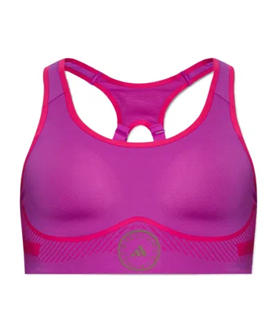Adidas By Stella Mccartney Truepace Stripe-detailing Sports Bra In Pink
