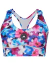 Adidas By Stella Mccartney Truepace Floral Sports Bra In Blue