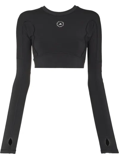 Adidas By Stella Mccartney True Strength Cropped T-shirt In Black