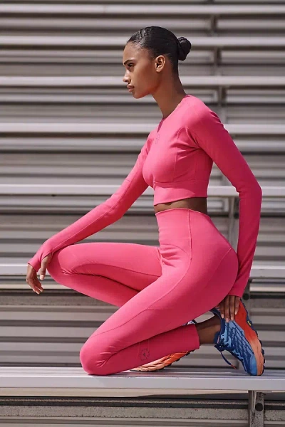 Adidas By Stella Mccartney Truestrength Long-sleeve Cropped Top In Pink
