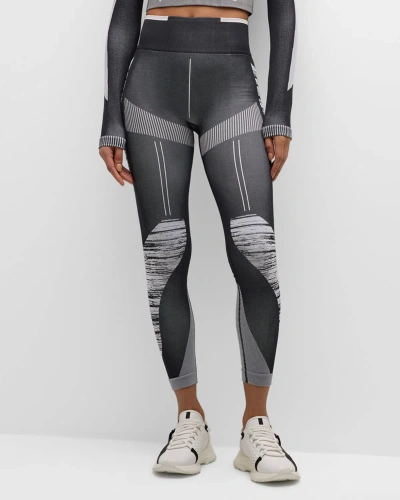Adidas By Stella Mccartney Truestrength Seamless Space-dyed Yoga Leggings In Black/white/chape