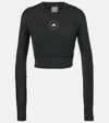 Adidas By Stella Mccartney Crop Training Top With Logo In Black