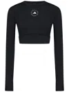 Adidas By Stella Mccartney Crop Training Top With Logo In Black