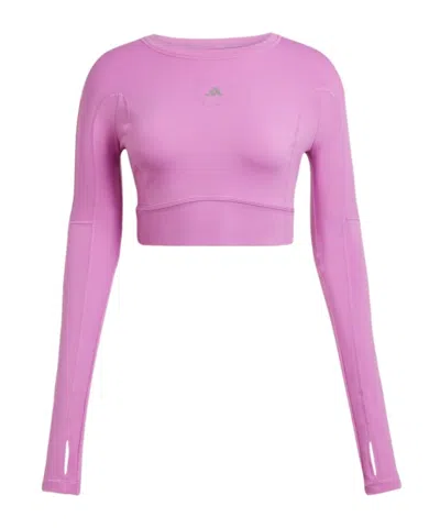 Adidas By Stella Mccartney Truestrength Yoga Cropped Long Sleeve Top In Pink